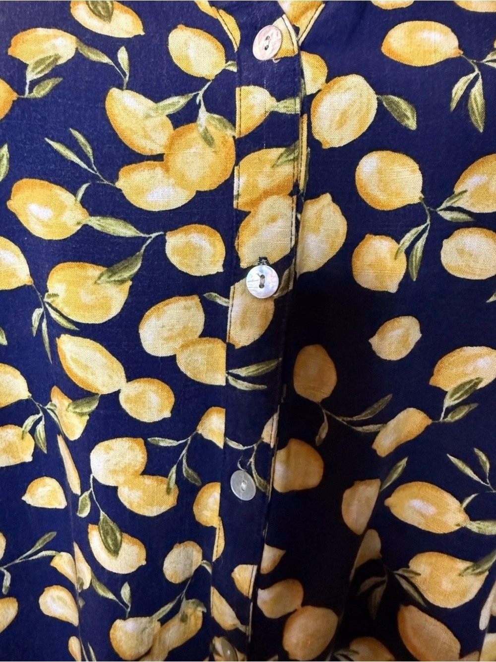 Sara Michelle Women's Blue & Yellow Sleeveless Button Blouse, Size Large - Picture 6 of 11